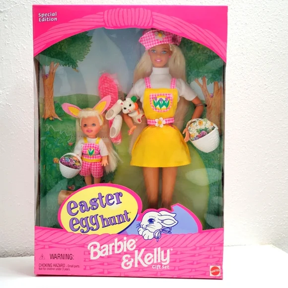 NRFB RARE 1997 Vintage Easter Egg Hunt Barbie and Kelly Gift Set TWO dolls - Picture 1 of 7